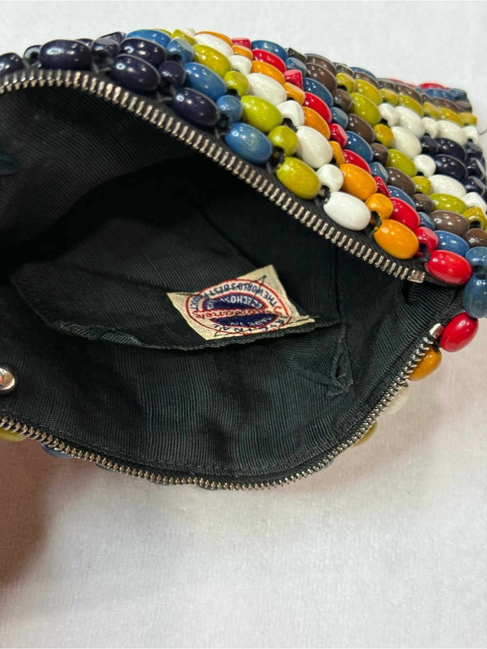 VTG 1930s Showanek wooden beaded purse wristlet clutch Czechoslovakia boho - Picture 6 of 7